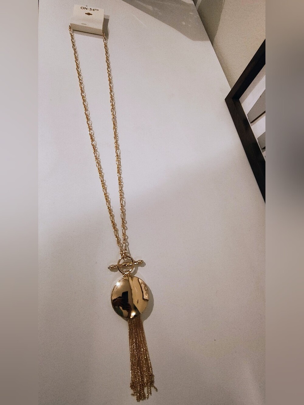 Gold Circle Pendant Tassel Necklace - Women Jewelry